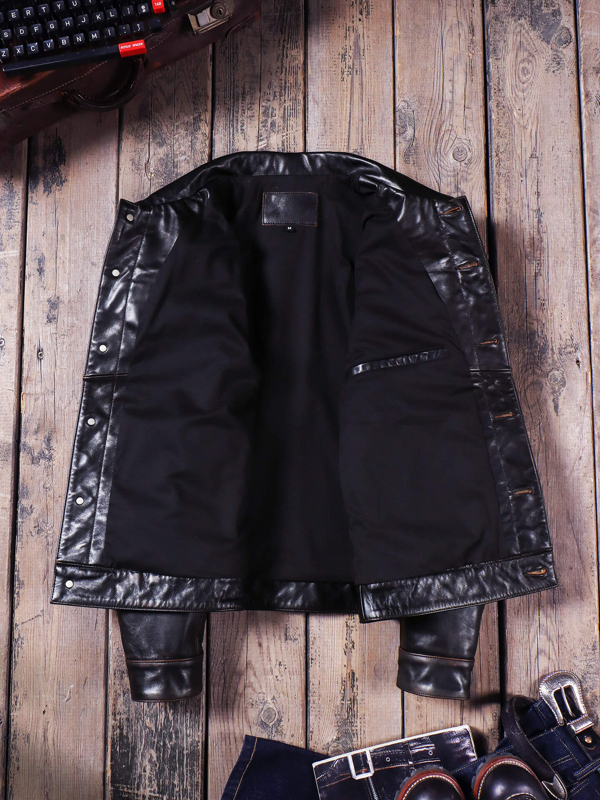 Men's Trucker Leather Jacket-Tertius