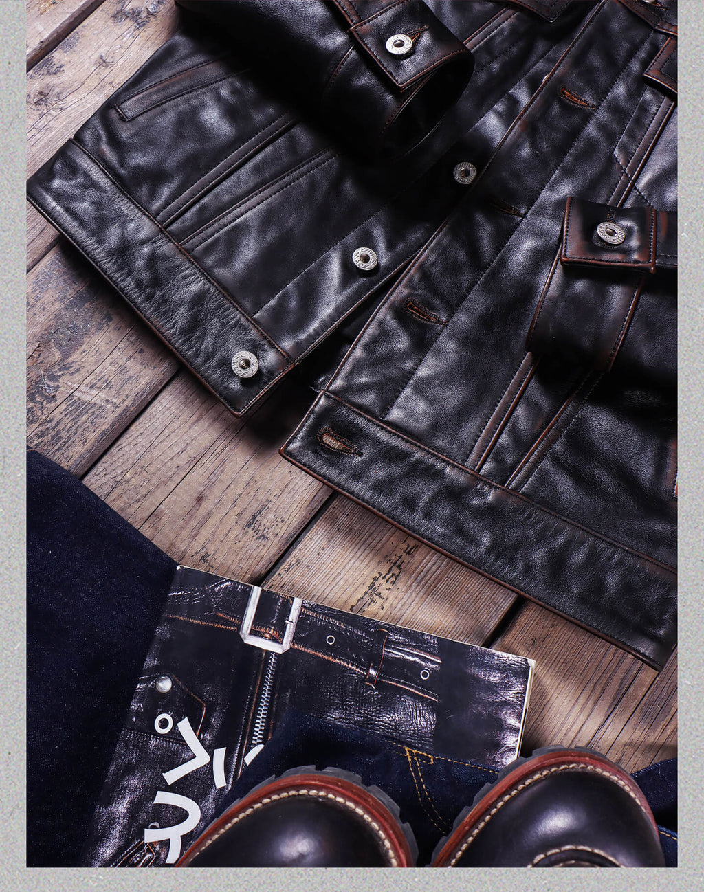 Men's Trucker Leather Jacket-Tertius