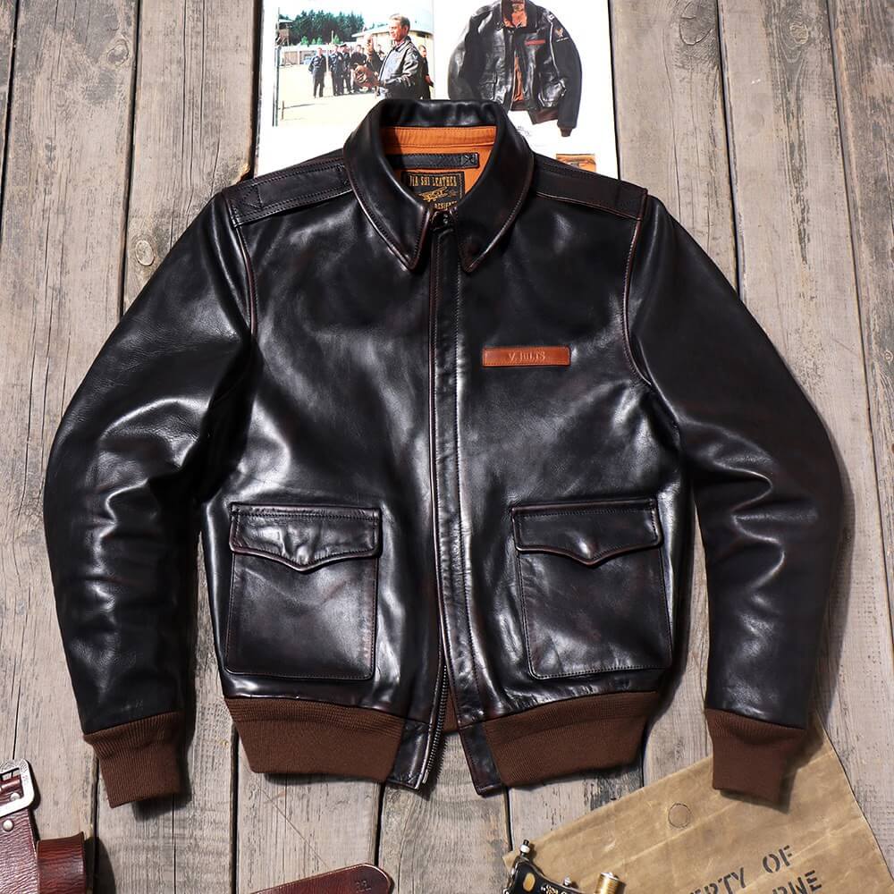 Men's A2 Bomber Leather Jacket-Alatus