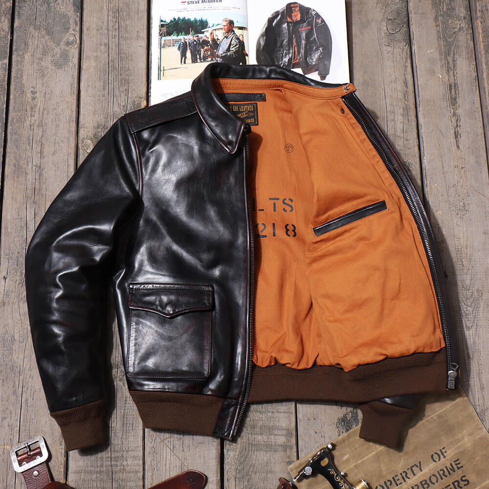 Men's A2 Bomber Leather Jacket-Alatus