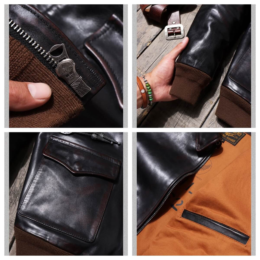 Men's A2 Bomber Leather Jacket-Alatus