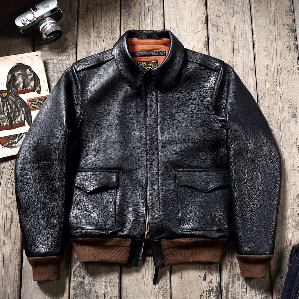 Men's A2 Bomber Leather Jacket-Aviator