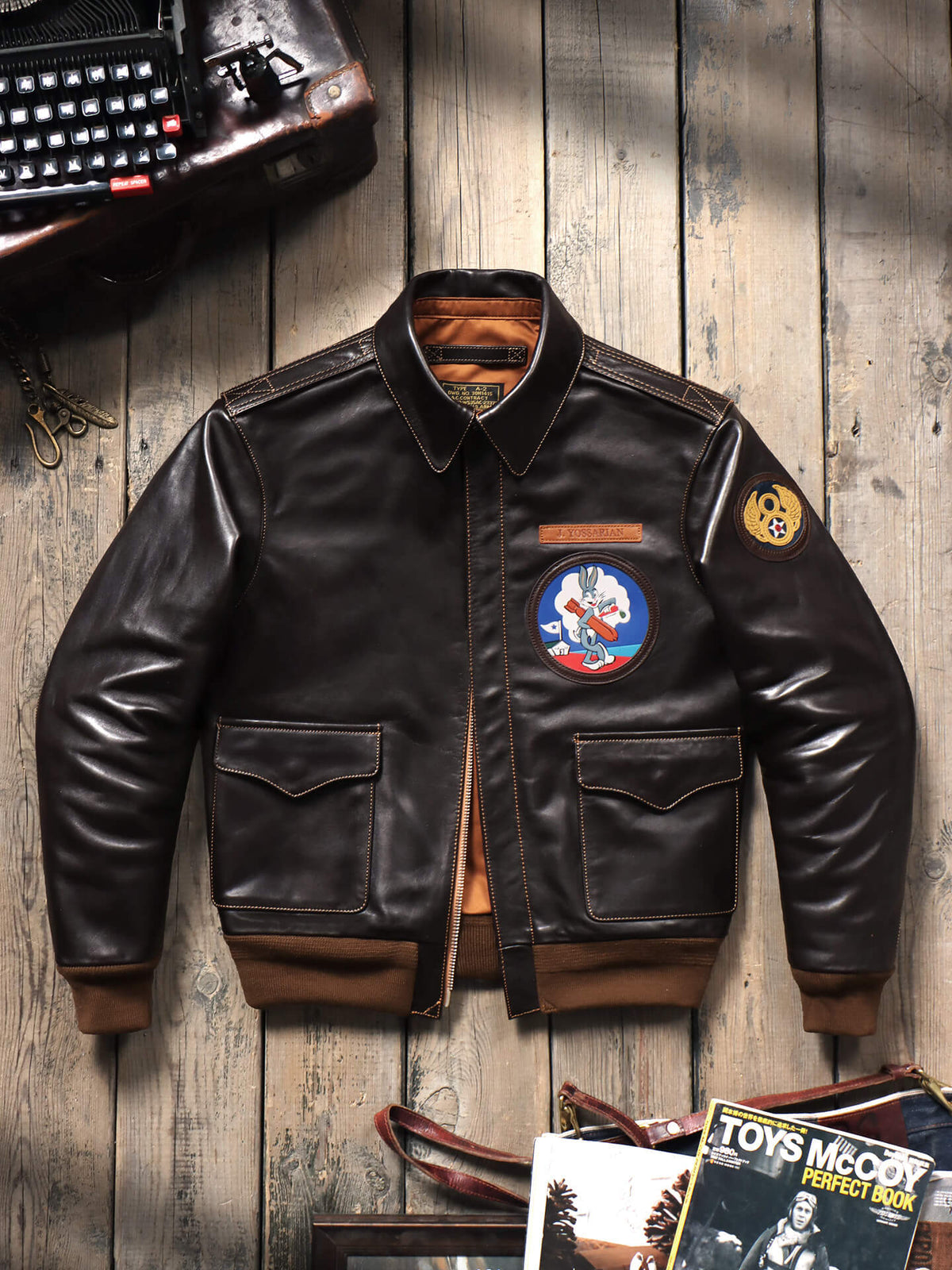 Men's A2 Bomber Leather Jacket-Draco