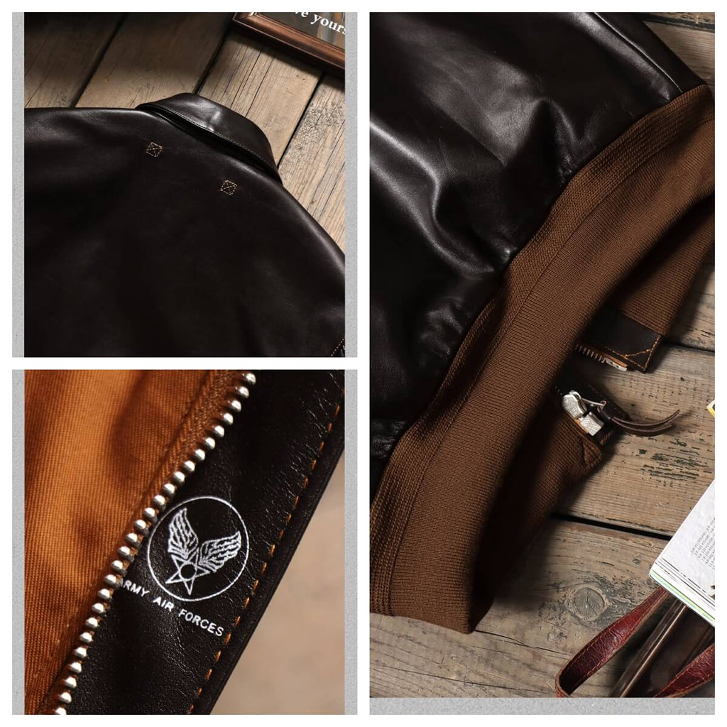 Men's A2 Bomber Leather Jacket-Draco