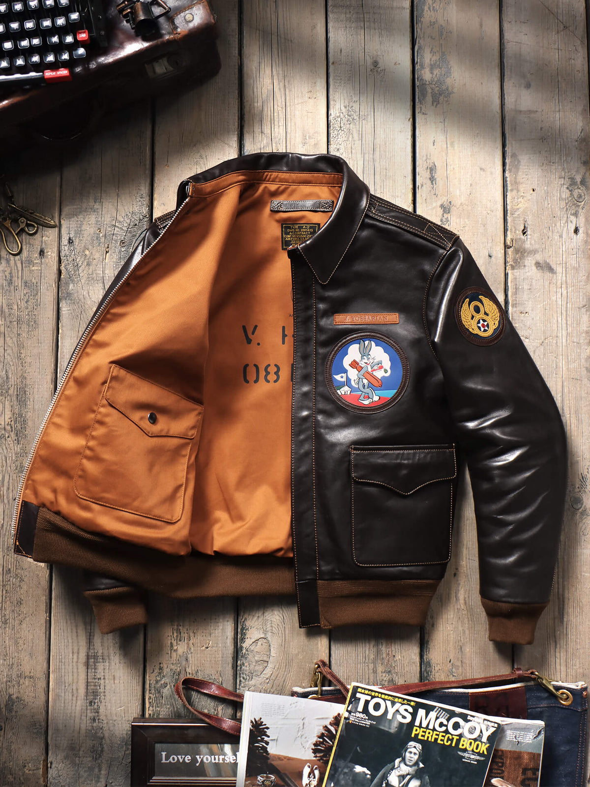 Men's A2 Bomber Leather Jacket-Draco