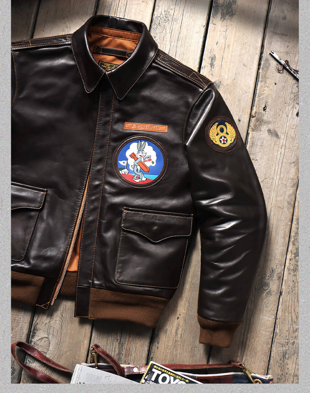 Men's A2 Bomber Leather Jacket-Draco