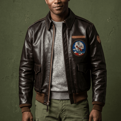 Men's A2 Bomber Leather Jacket-Draco