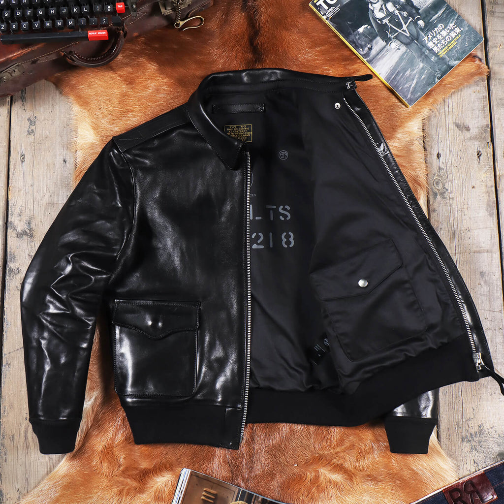 Men's A2 Bomber Leather Jacket-Tutamen