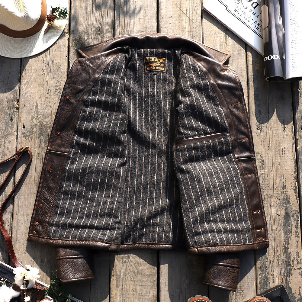 Men's Western Leather Jacket-Minotaur