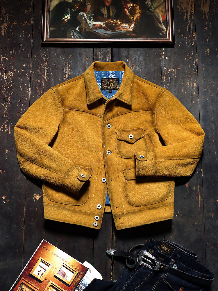 Men's Suede Western Leather Jacket-Wren
