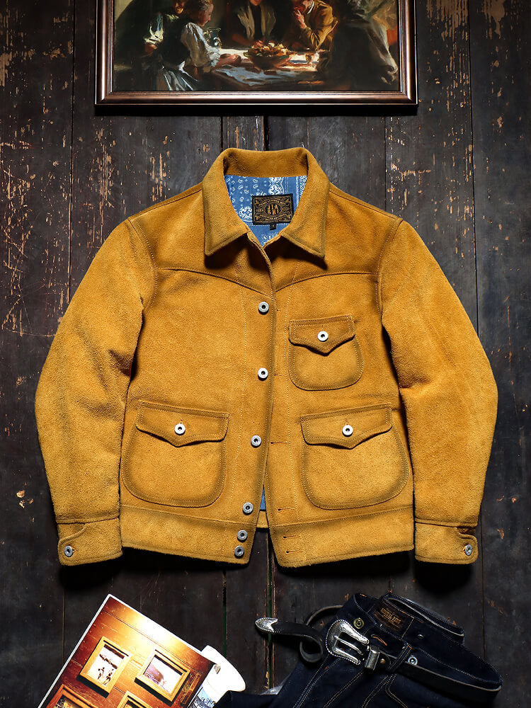Men's Suede Western Leather Jacket-Wren