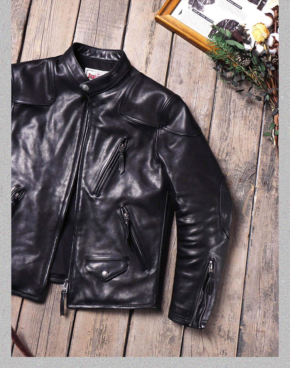 Men's Biker Leather Jacket-Acer