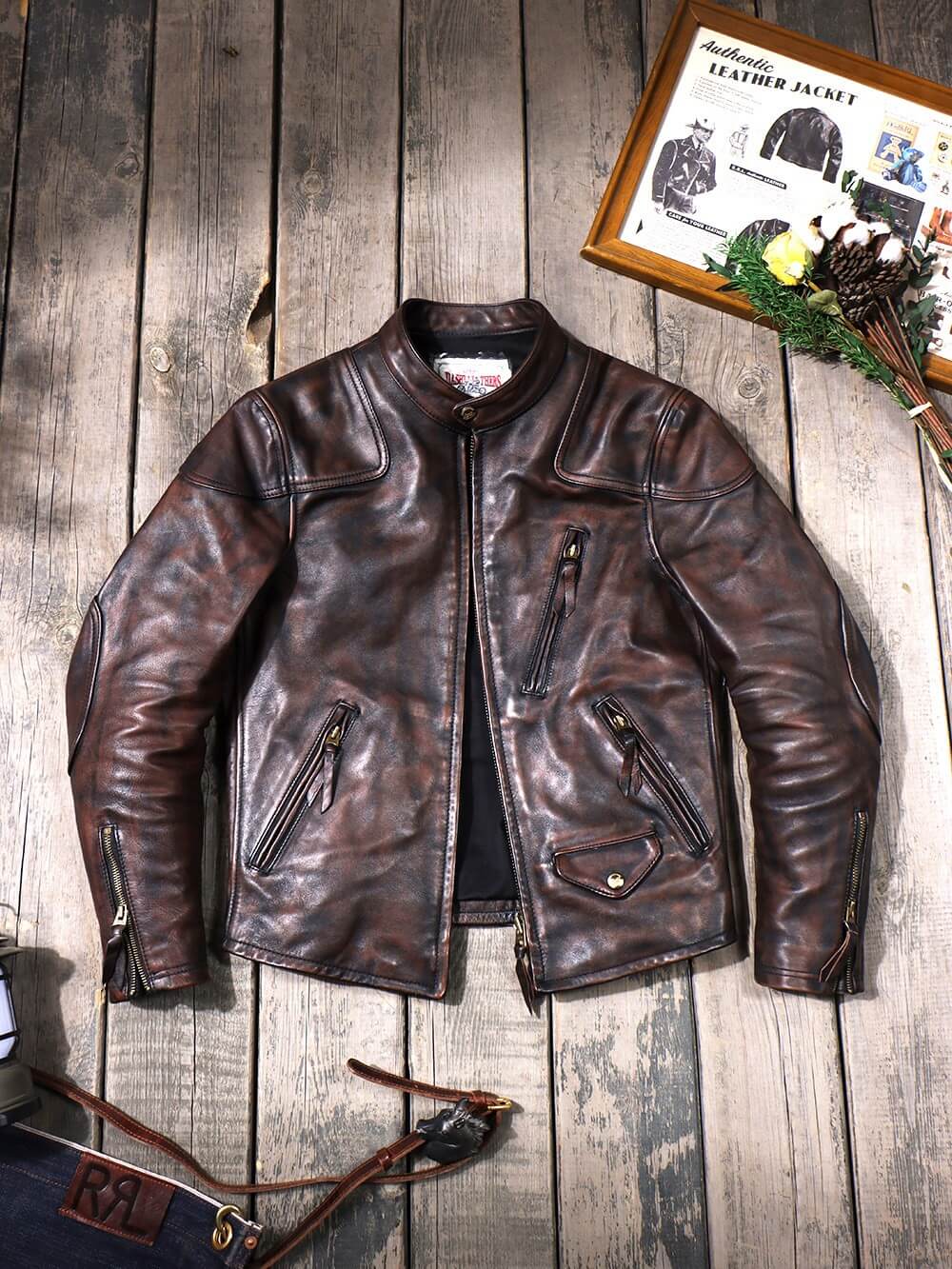 Men's Biker Leather Jacket-Virtus
