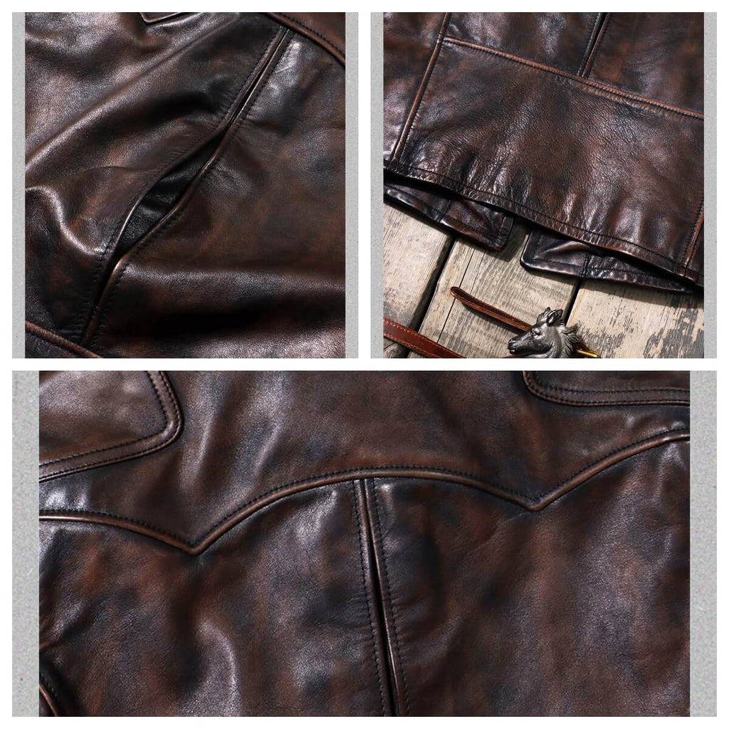 Men's Biker Leather Jacket-Virtus
