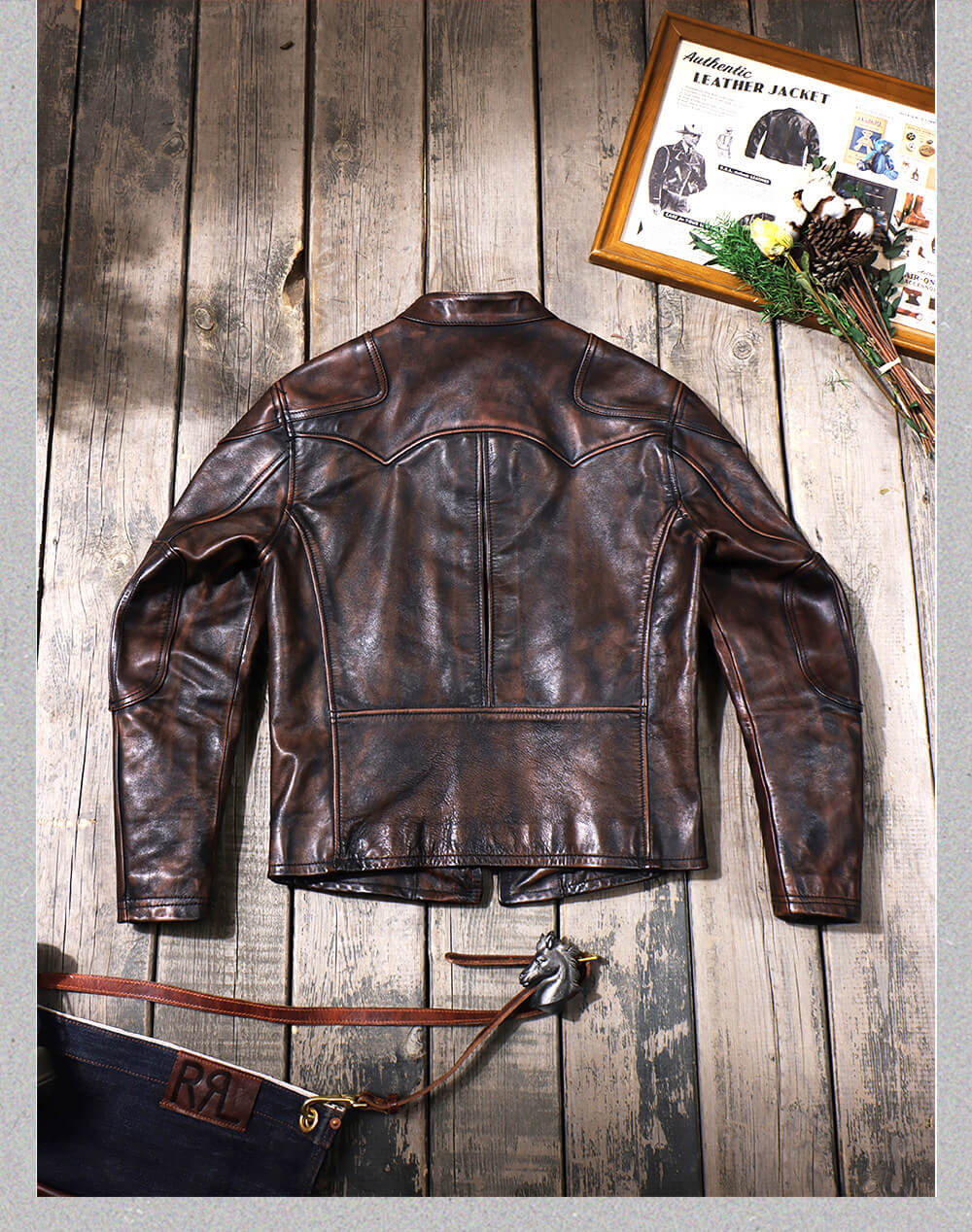 Men's Biker Leather Jacket-Virtus