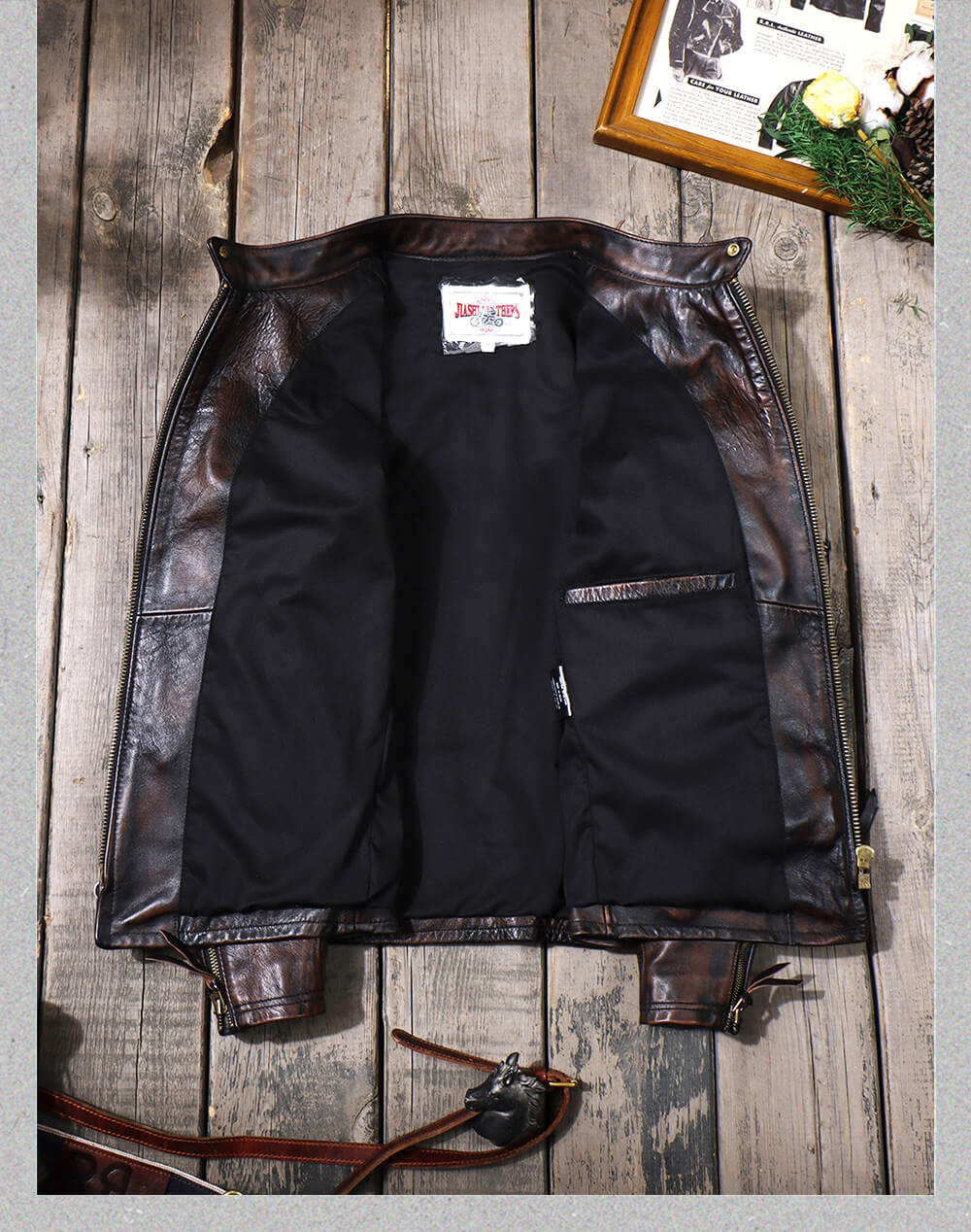 Men's Biker Leather Jacket-Virtus