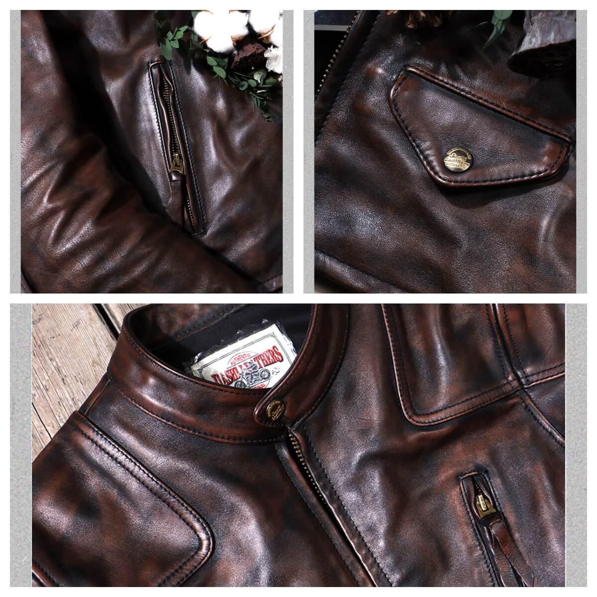 Men's Biker Leather Jacket-Virtus