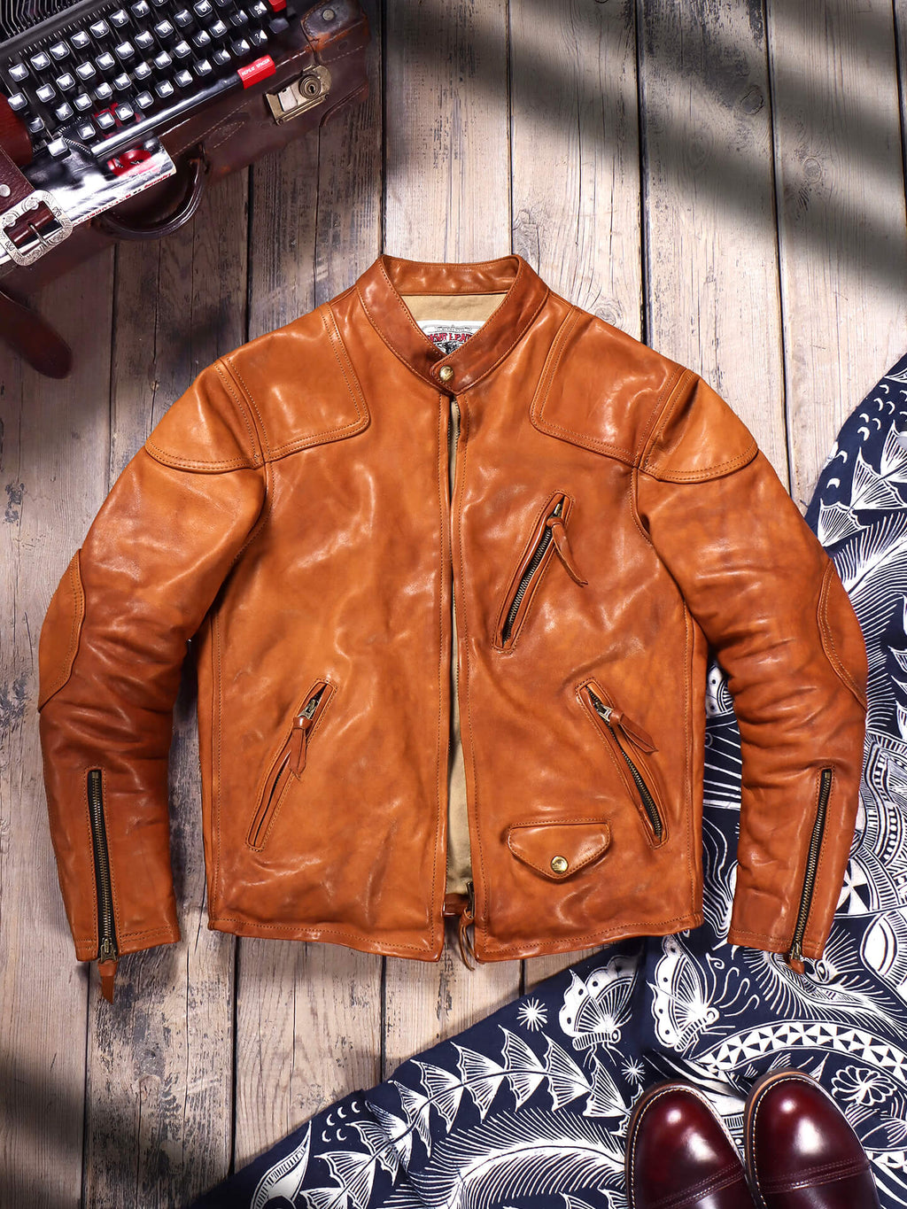 Men's Biker Leather Jacket-Comes