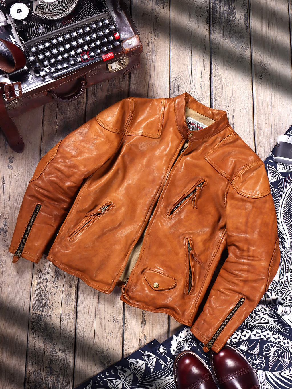 Men's Biker Leather Jacket-Comes