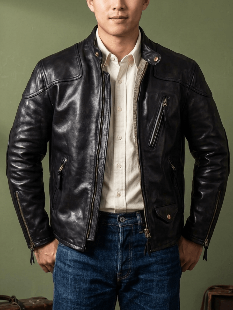 Men's Biker Leather Jacket-Celeritas