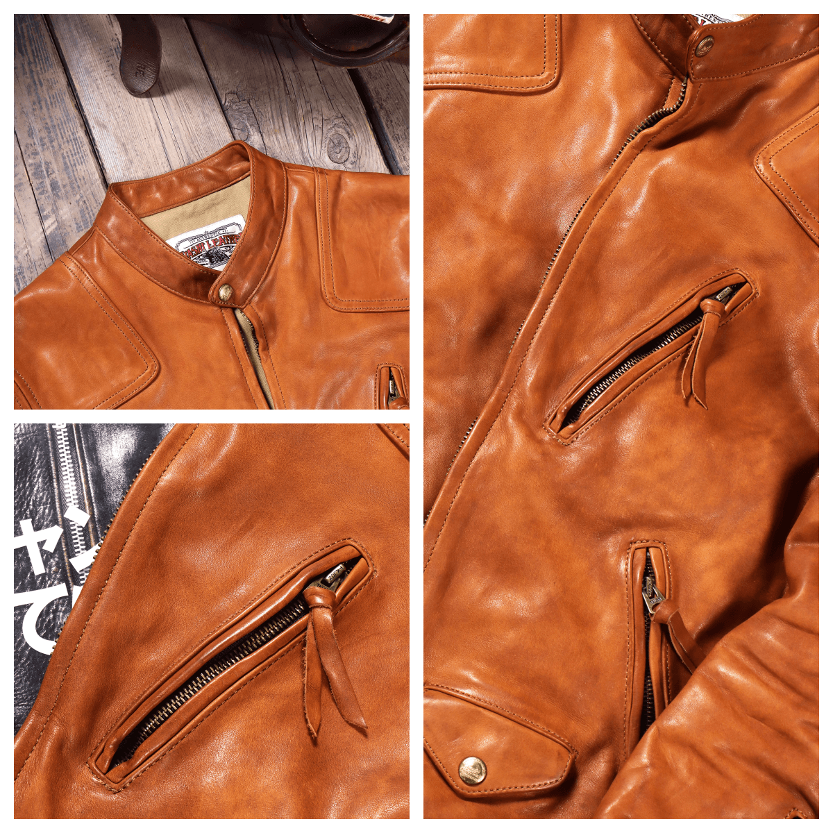 Men's Biker Leather Jacket-Comes