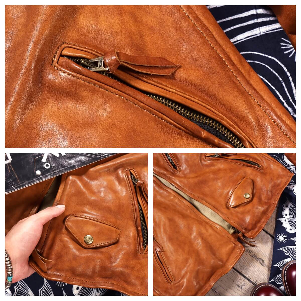Men's Biker Leather Jacket-Comes