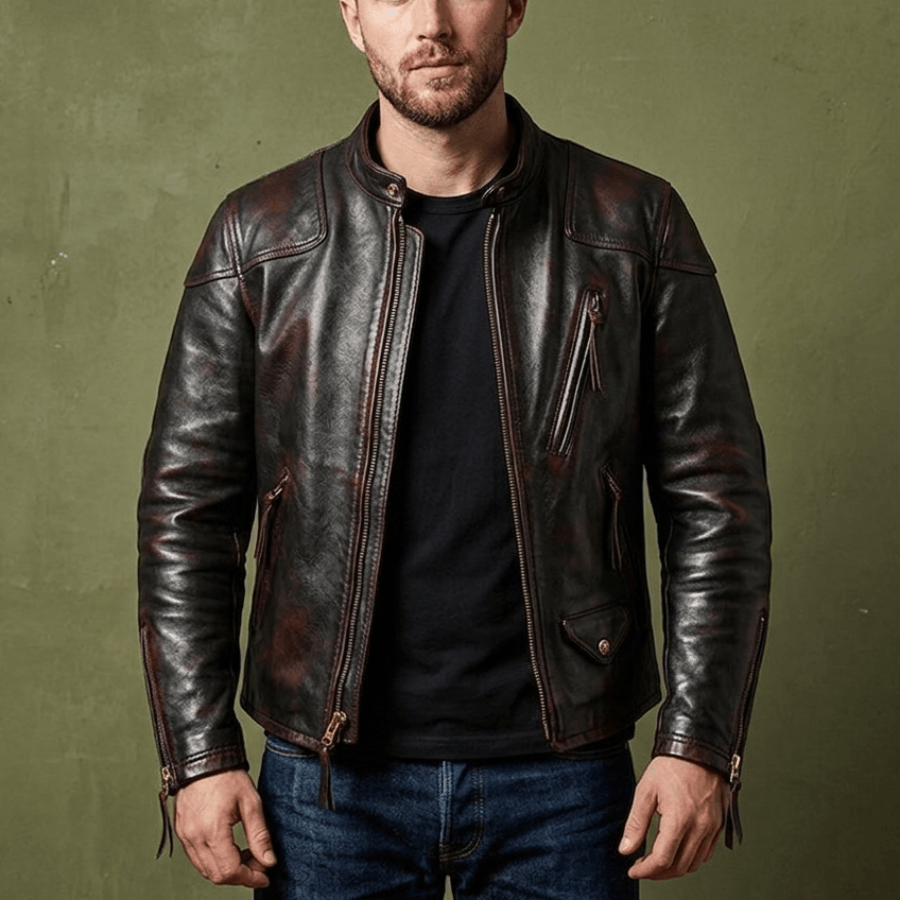 Men's Biker Leather Jacket-Impetus