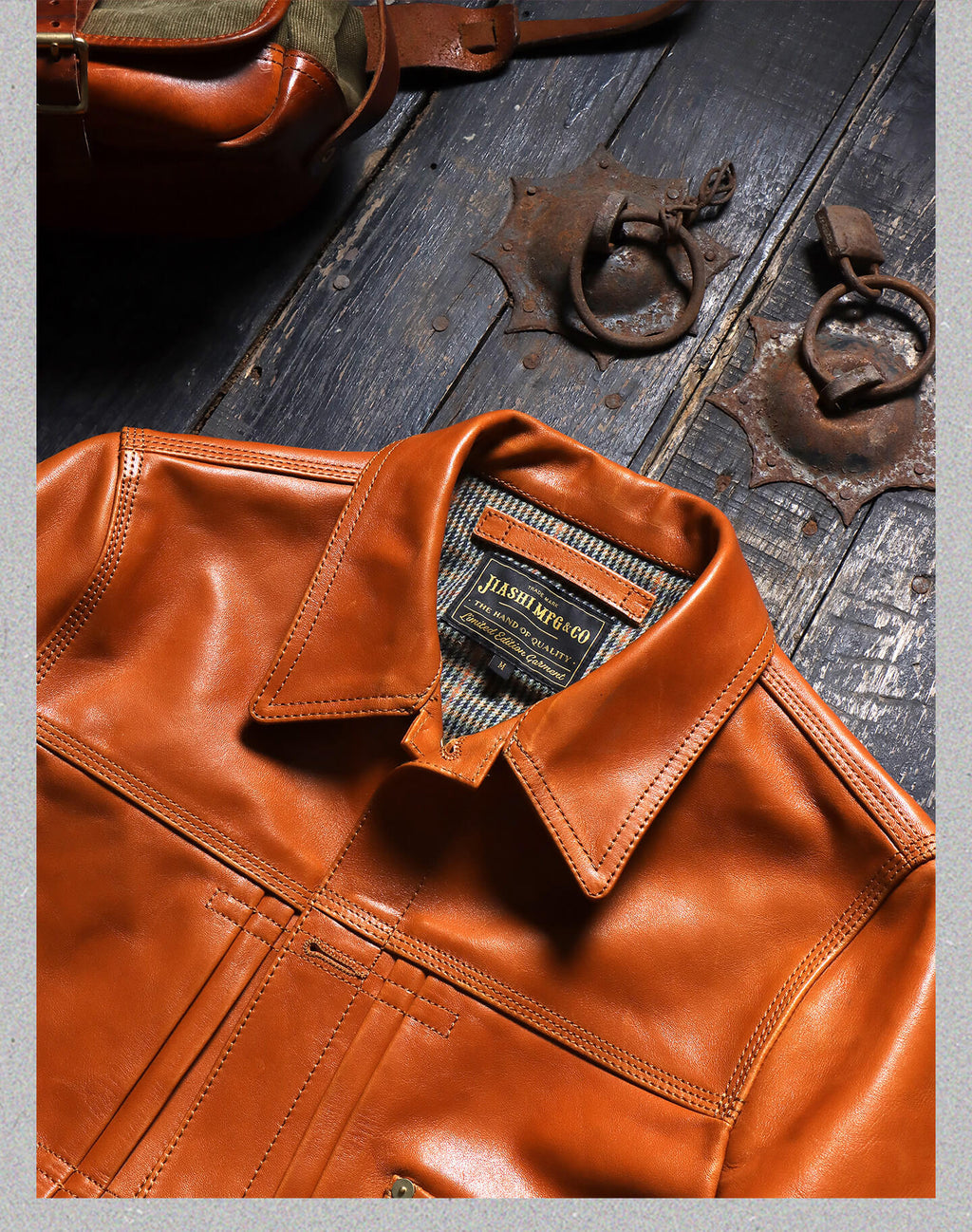 Men's Tan Trucker Leather Jacket-Primus