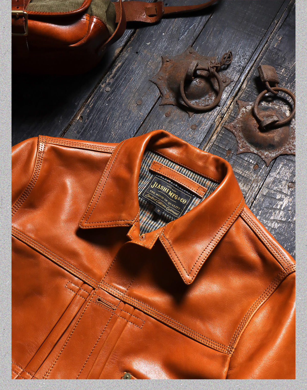 Men's Tan Trucker Leather Jacket-Primus