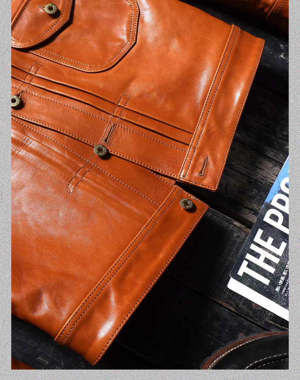 Men's Tan Trucker Leather Jacket-Primus