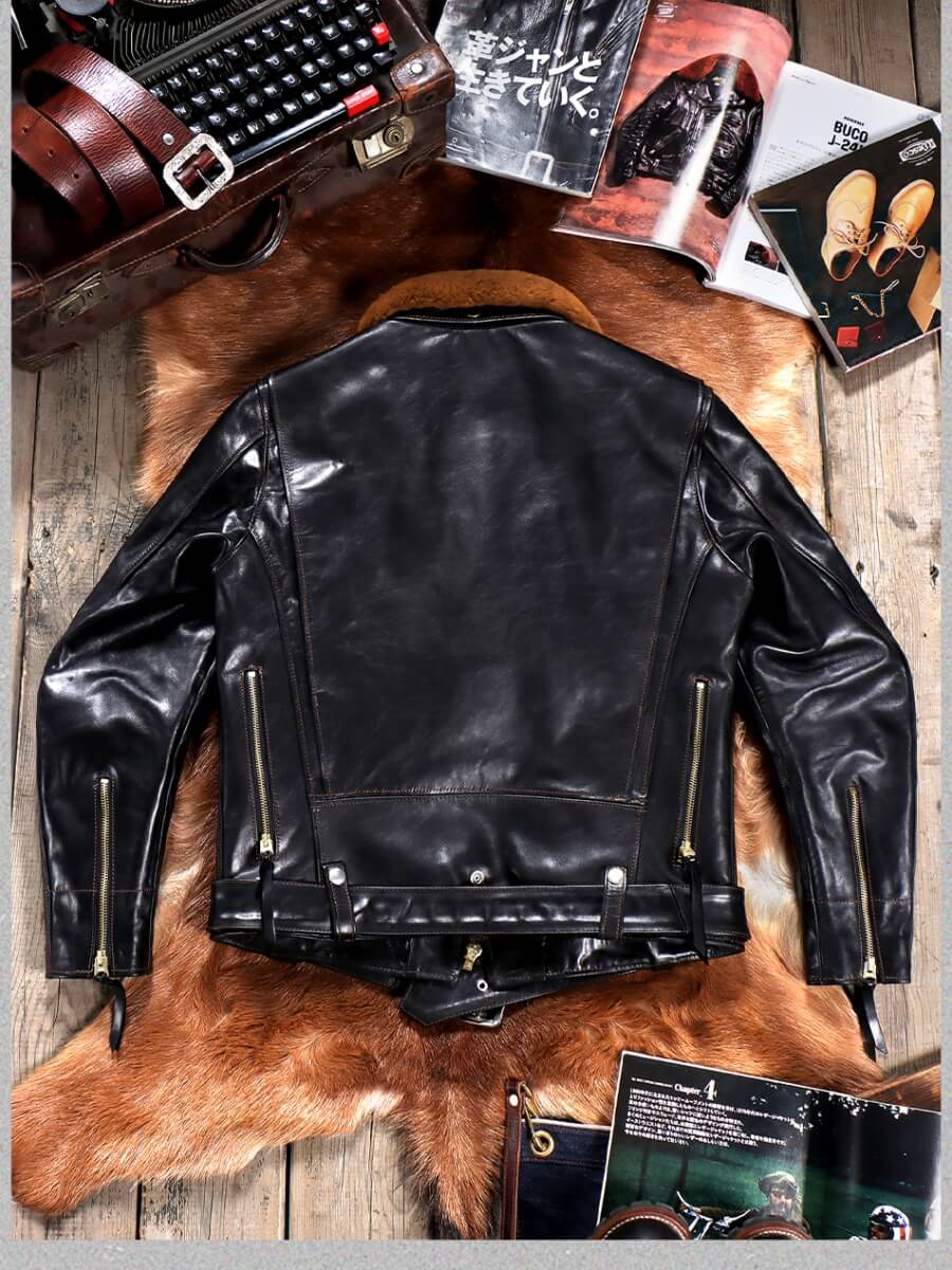 Men's Shearling Collar Rider Leather Jacket-Gravis