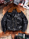 Men's Shearling Collar Rider Leather Jacket-Gravis