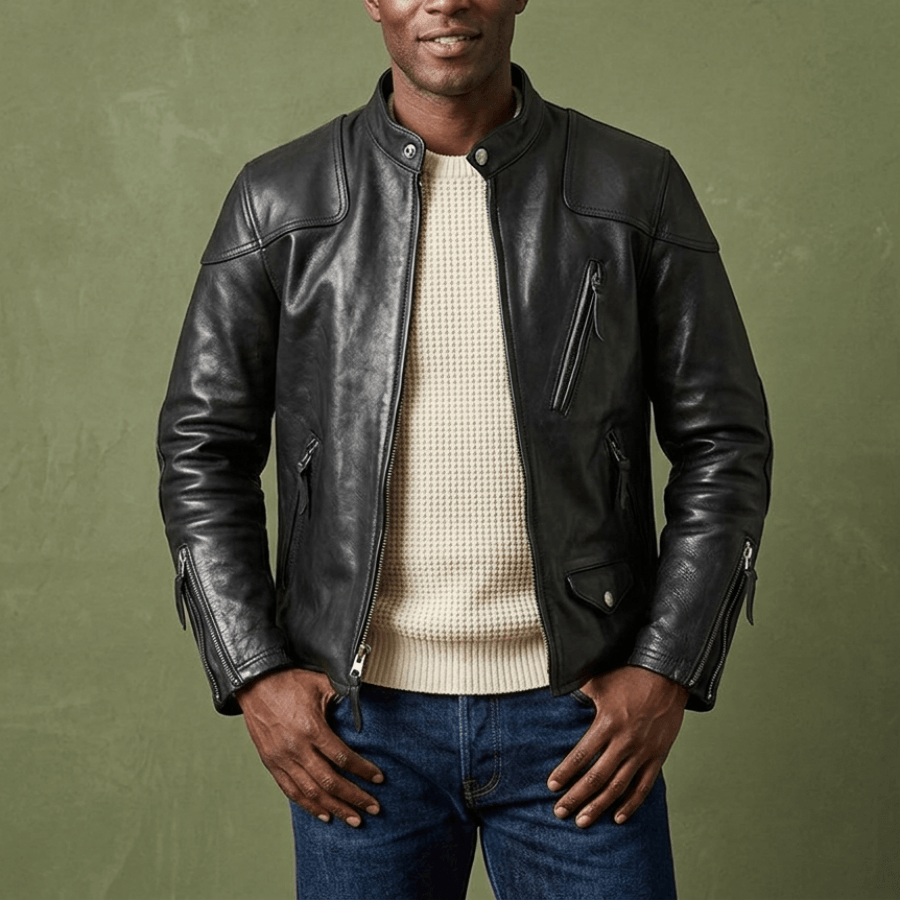 Men's Biker Leather Jacket-Acer