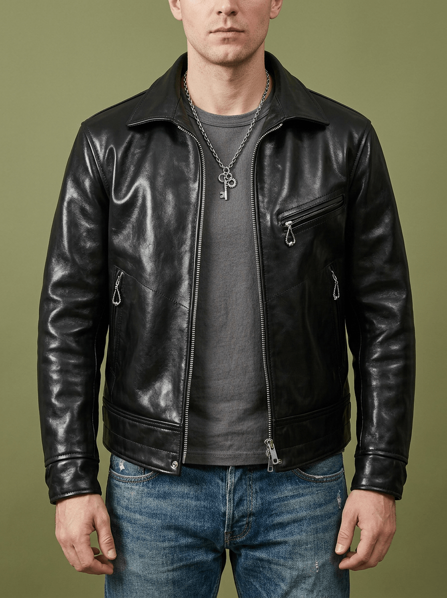 Men's Rider Leather Jacket-Aura