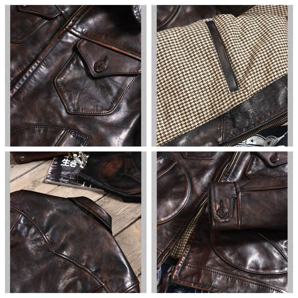 Men's Western Leather Jacket-Lobo Vintage