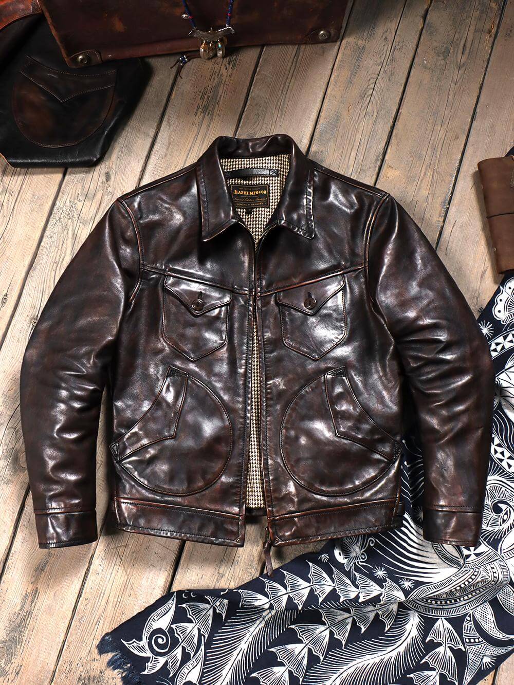 Men's Western Leather Jacket-Lobo Vintage