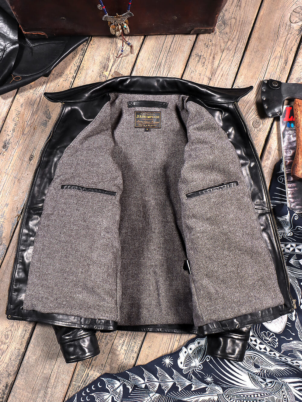 Men's Western Leather Jacket-Lobo Classic