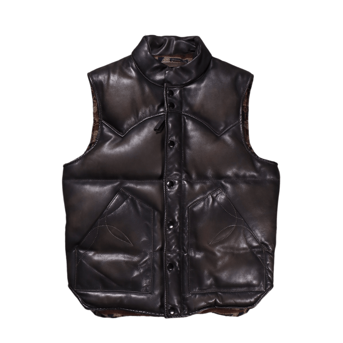 Men's Quilted Leather Down Vest-Calor