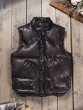 Men's Quilted Leather Down Vest-Calor