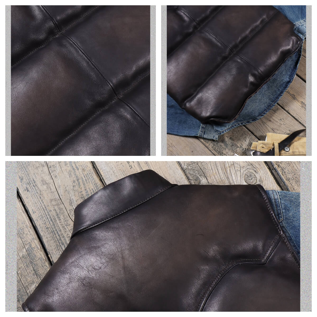 Men's Quilted Leather Down Vest-Calor