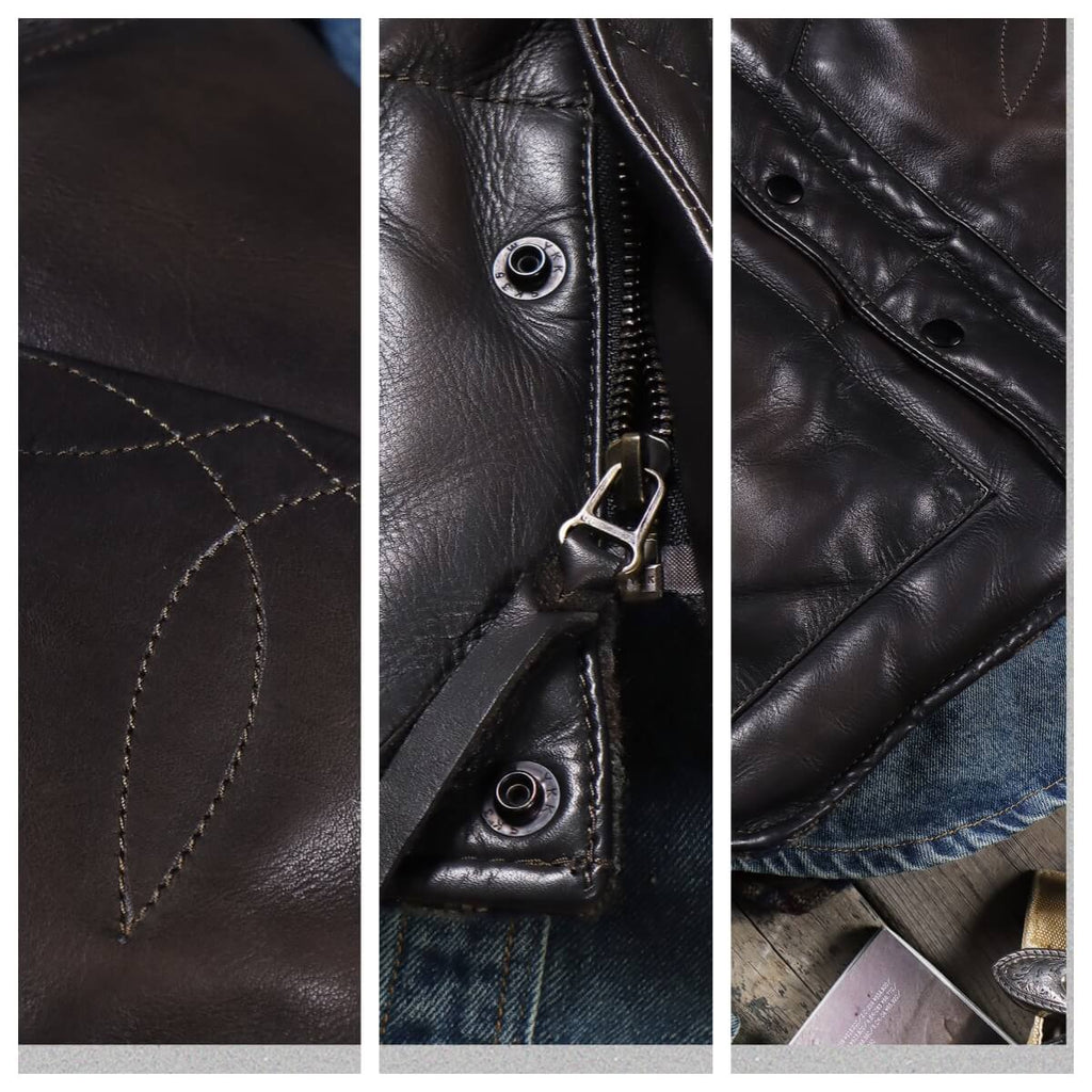 Men's Quilted Leather Down Vest-Calor