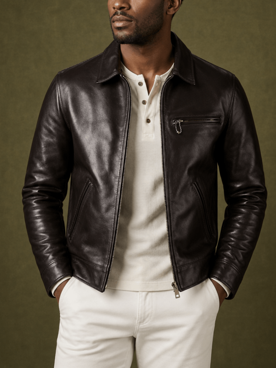Men's Rider Leather Jacket-Classic