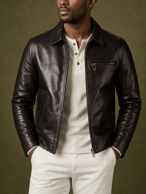 Men's Rider Leather Jacket-Classic