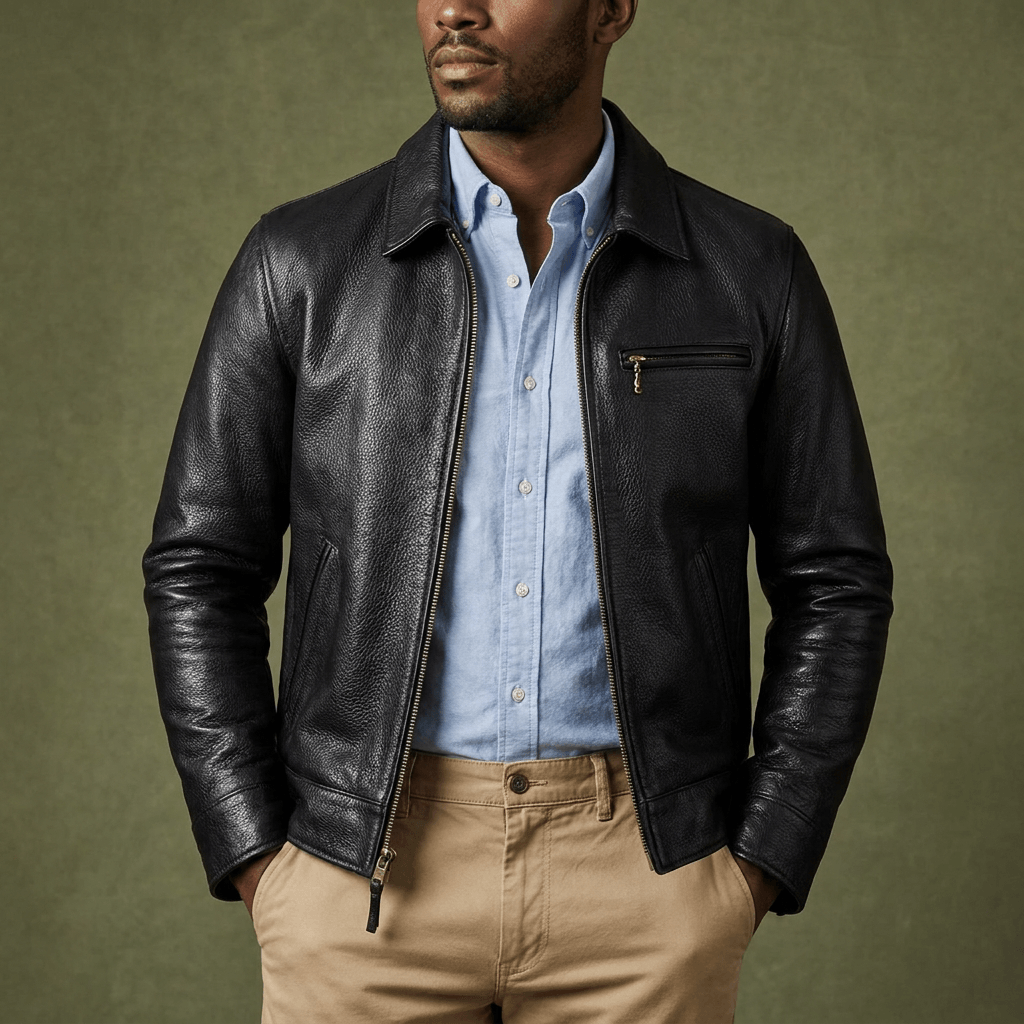 Men's Rider Leather Jacket-Essential