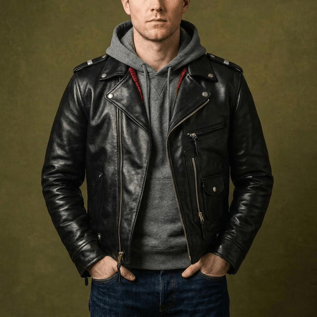 Men's Rider Leather Jacket-Gravis