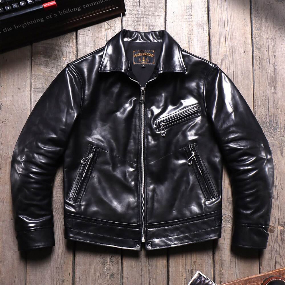 Men's Rider Leather Jacket-Obsidian