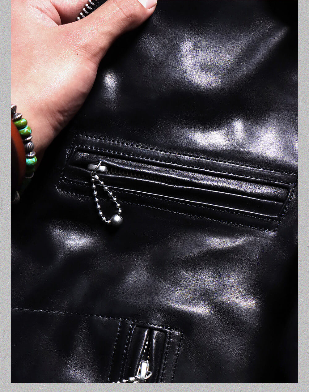 Men's Rider Leather Jacket-Obsidian