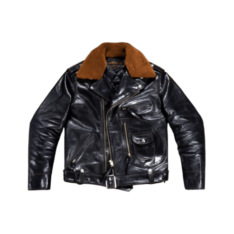 Men's Shearling Collar Rider Leather Jacket-Gravis