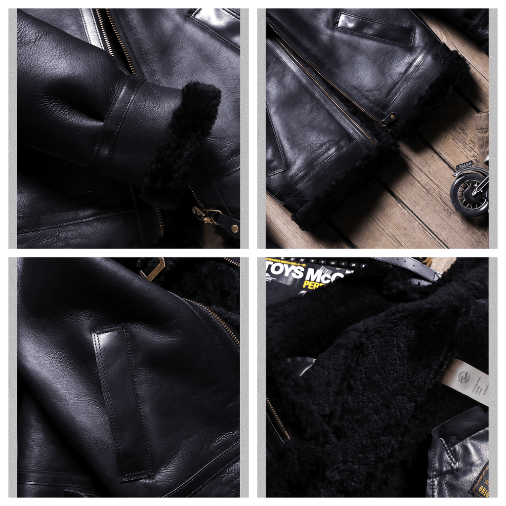 Men's Sheepskin Shearling Bomber Jacket- Rex Caeli