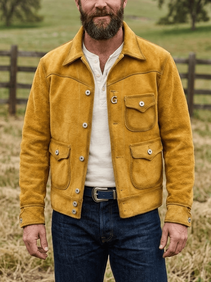 Men's Suede Western Leather Jacket-Wren